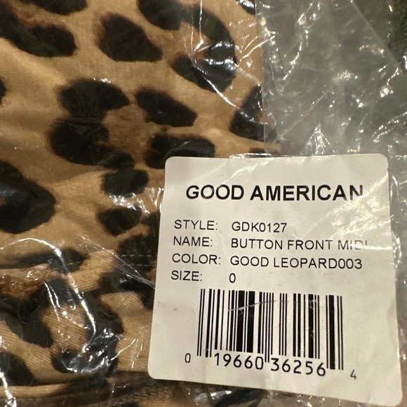 Good American Button Front Leopard Midi Stretch Knit Dress Size XS - Picture 10 of 12